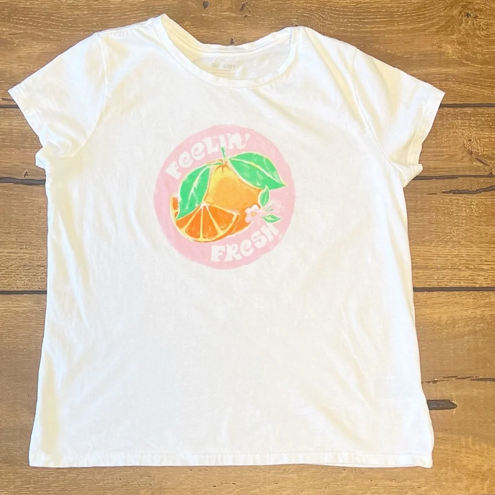 Old Navy White and Orange Short Sleeve Tees